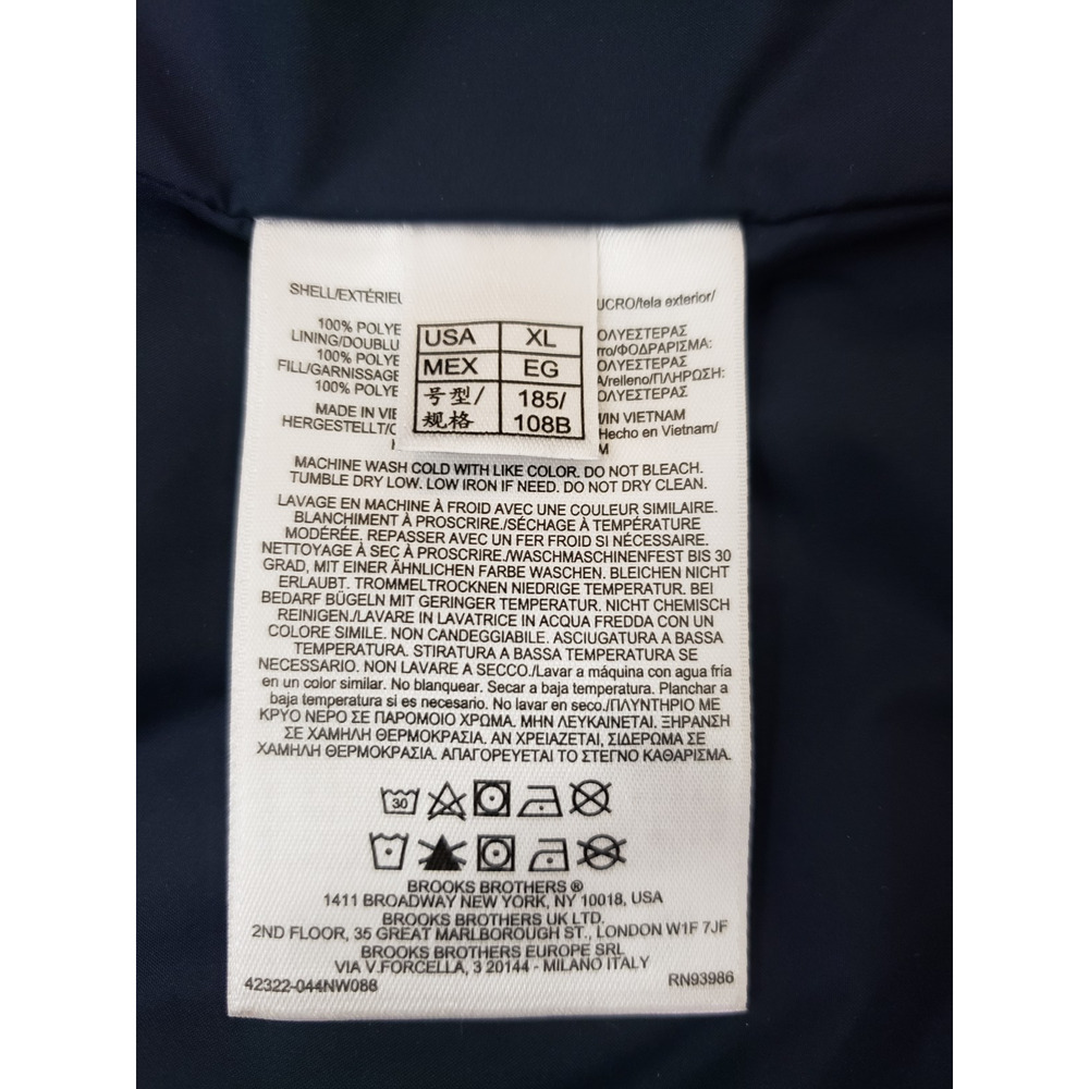 Brooks Brothers Vest Men XL Blue Thermore Quilted Jacket Insulated Full Zip - Picture 9 of 10